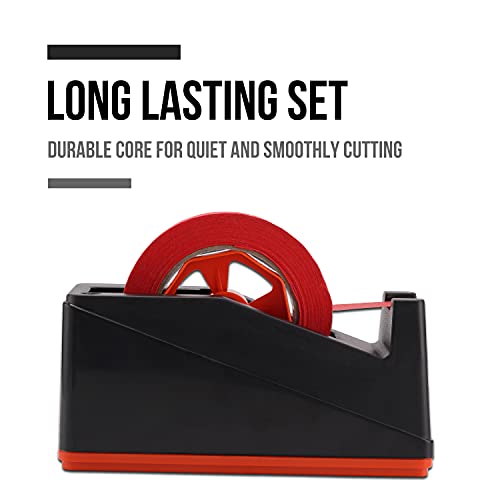 Lichamp Desktop Tape Dispenser Holder with Large 3 Inch Core for Masking, Heat Transfer, Painters, Freezer and Kitchen Tape, 0128BK