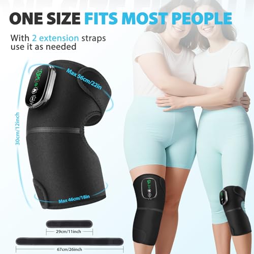 Cordless Heated Knee Massager for Pain Relief, FSA Eligible HSA 2026 Upgrade 4-Motor Full-Coverage Vibration & Heat, XL Heating Knee Brace for Targeted Pain Relief in Knee, Shoulder & Elbow, 5 Heat Levels & 5 Massage Modes