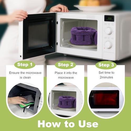 UNCN Long Heating Pad for Neck and Shoulders Back 33 x 5.9in Microwavable Large Moist Heat Pack Warm Hot Compress Neck Wrap Weighted Bag Massage Reusable Herbal Nature Calming Portable - color: Dark Purple