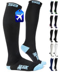 SB SOX Lite Compression Socks for Flying (15–20 mmHg) - color: Black/Blue, size: S/M