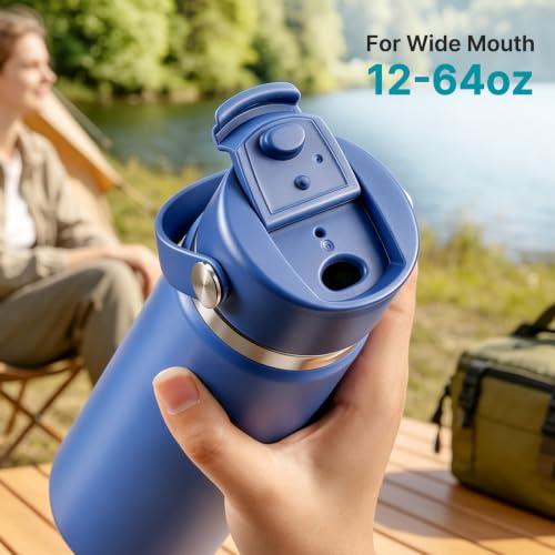 Replacement Flip Lid for Hydro Flask Wide Mouth Threaded Bottles 16–64 oz - color: Blue, size: 2pack