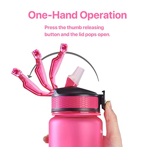 EYQ 32oz Water Bottle with Straw, Sports Bottle with Time Marker - color: R