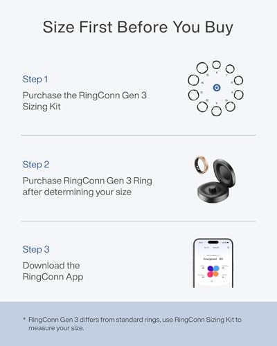 RingConn Gen 3 Smart Ring - Vascular Trends(Size 15, Matte Black) - color: Matte Black, size: 15