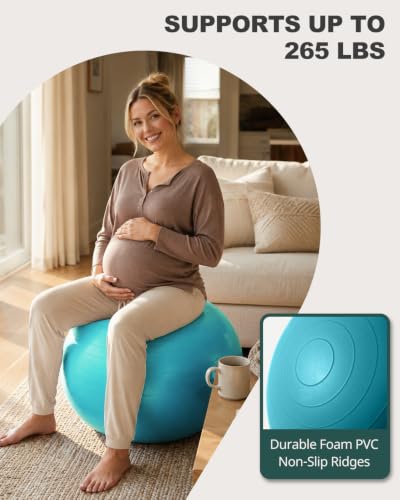 Trideer Yoga Ball for Exercise, Pregnancy, Exercise Ball, Pump Included - color: Turkis, size: M(19-22ines/48-55cm)