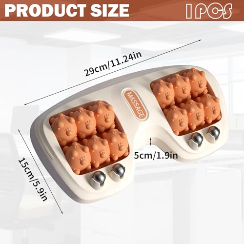 Dual Foot Massage Roller with Acupressure Nodes and Steel Balls for Feet - color: Orange