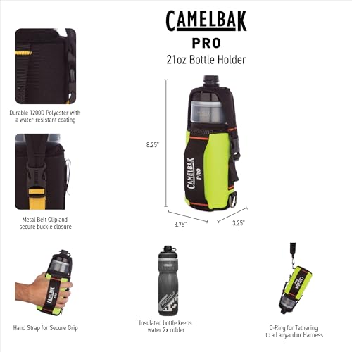 CamelBak Professional Insulated 21 OZ. Bottle with Rugged Poly Canvas Holder, Metal Belt Clip and Adjustable Straps - color: Hi Vis Yellow (Bottle)