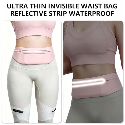 Running Belt for Men Women Waterproof Reflective Fanny Packs - color: Pink