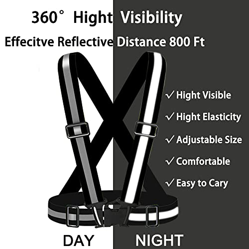 Reflective Vest Running Gear High Visibility Safety Vest Strap for Night - color: Black