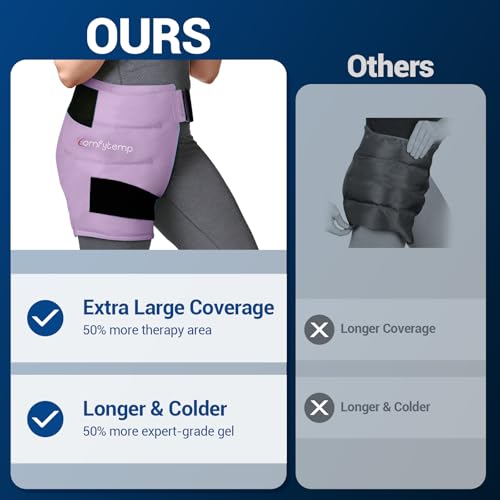 Comfytemp Hip Ice Pack Wrap for Sciatica Pain Relief, Purple (L/XL/2XL) - color: Light Purple, size: Large/X-Large/2X-Large