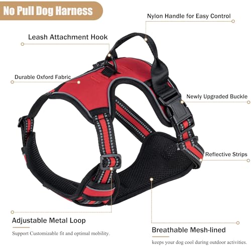 Dog Harness, No Pull Pet Vest for Large Dog, Easy On & Off, Red, Small - color: Red, size: Small