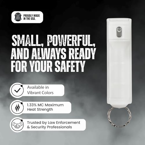 Police Magnum Keychain Pepper Spray Flip Top Safety 2 Pack 1/2oz - Maximum Heat Strength OC with Dye - Tactical Small Compact Case Holder - for Women & Men's Self Defense - Made in The USA - color: WHITE