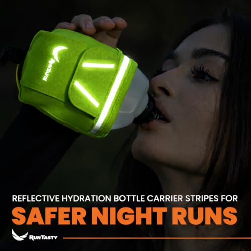 2-in-1 Running Fun: Handheld 12 Oz Water Bottle & Running Belt Add-On. No-Grip Design Straps on Hand & Slides on Belt. Waterproof Pocket for Money, Keys. Maximize Time, Freedom & Health - color: Electric Lime