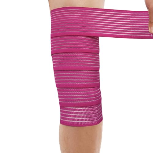 Extra Long Elastic Knee Wrap Compression Bandage Brace Support for Legs, Plantar Fasciitis, Stabilising Ligaments, Joint Pain, Squat, Basketball, Running, Tennis, Soccer, Football, Volleyball (Red) - color: Red