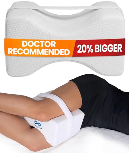 Everlasting Comfort Memory Foam Knee Pillow for Side Sleepers – Sciatica Pain Relief Pillow, Removable Strap Support – Leg Pillows for Sleeping Alignment, Knees, Back & Hip Cushion - size: Large