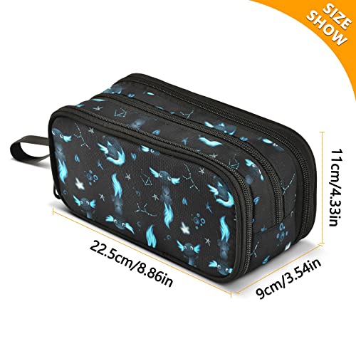 Fisyme Blue Axolotl Fish Pencil Case Large Capacity Pen Box Makeup Pouch Holder Organizer Stationery Bag for School Office College Traval Adults - color: Multicolor-5