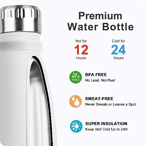 9 oz Small Stainless Steel Insulated Water Bottle for School,White - color: White, size: 9 Ounces