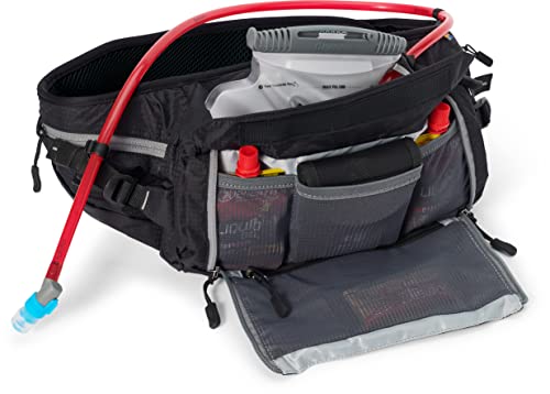 USWE Zulo Hydration Hip Pack - with Organizer and Side Pockets, Bounce Free Hip Belt (6L, Black) - color: Black, size: 6L