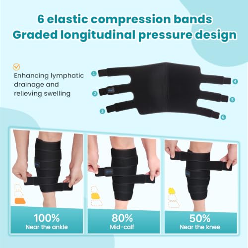 Sylong® Swelling Edema Calf Compression Wrap Adjustable Sleeve For Lower Leg Lymphedema Circulation (3XL) - size: 3XL