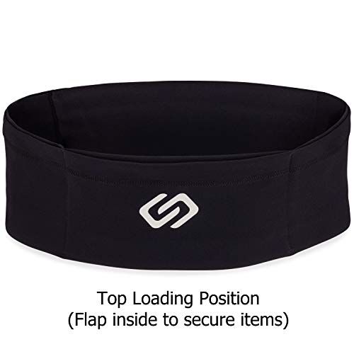 Sporteer VersaSlim Low-Profile Running Belt, Gym Waist Pack, Black, S - color: Black, size: Small