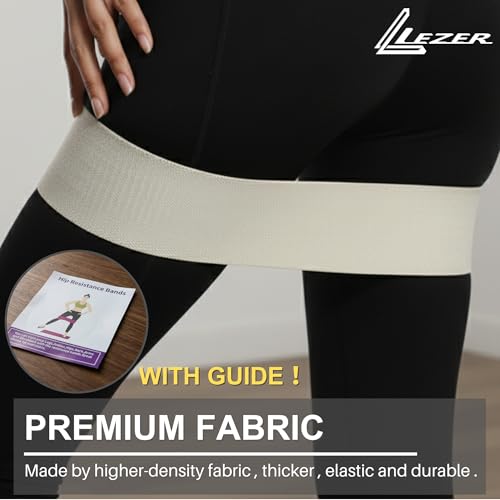 LEZER Premium Fabric Resistance Bands, Exercise Workout Bands, Heavy Duty, Glutes, Legs, Strength Training, Pilates, Yoga, Extra Long, Women & Men, with Guide, Set of 3 (40/60/80 lbs)