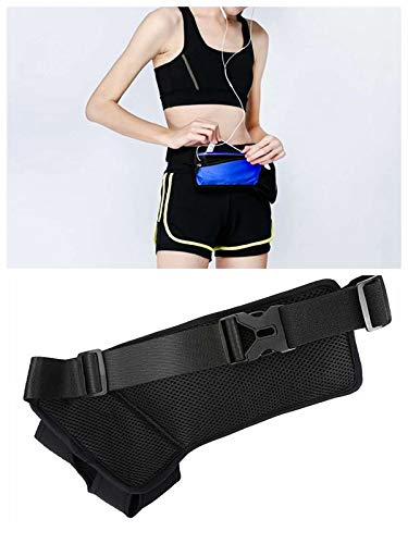 Running Belt Sport Waist Pack/Pouch w/Water Bottle Holder Hydration Fanny Pack Reflective Stripes Cellphone Storage Earphone hole for Dog walker Hiking Travel Adjustable Women/Men (BLACK/Royal Blue) - color: BLACK/Navy Blue