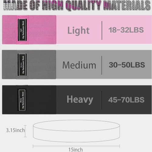 18–70 LBS 3 Level Fabric Resistance Bands,Workout Bands for Leg&Glutes
