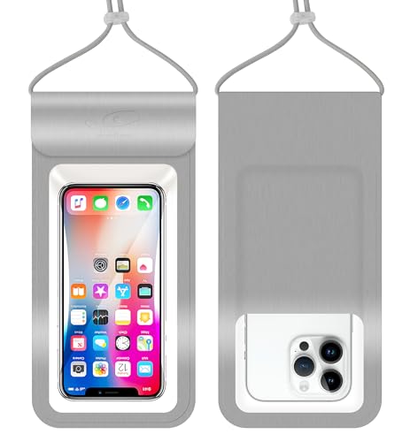 HiRui Waterproof Phone Pouch, Silver, X-Large - color: Silver, size: X-Large