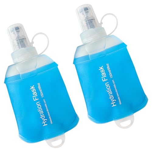 WILDREEDS 150ml Soft Flask, TPU Collapsible Soft Water Bottle for Hydration Pack, Running Vest, Folding Water Bottle for Hiking Cycling Climbing-2Pcs, Blue - color: 2pcs, 150ml Blue