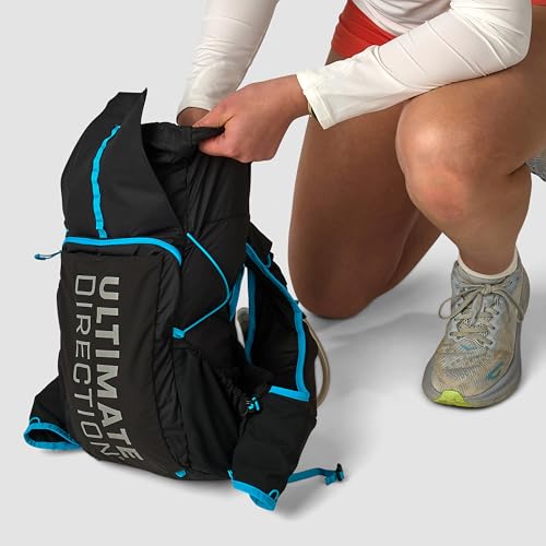 Ultimate Direction Adventure Vest | 17 Liter Capacity Hydration Pack for Running, Hiking & Fastpacking - Includes 2 Soft Flasks - color: Black, size: Large