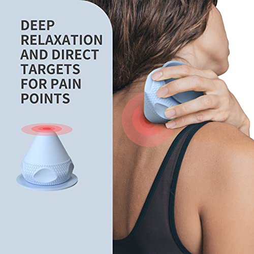 Mountable Self-Massage Ball Handfree with Suction Cup,Deep Tissue Back Sore Muscle Knot Massager,Myofascial Release,Manual Massage Balls, Foot Plantar Fasciitis, Back Stress Relief- Blue - color: Blue