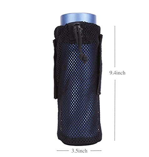 Water Bottle Pouch Molle Tactical Holder Storage Bag for 17oz Carrier Foldable Lightweight Military Mesh Water Bottle Sleeve Bag for Backpack - color: black