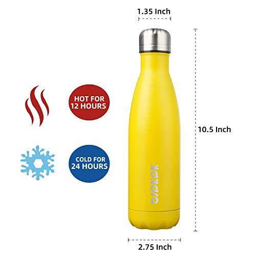 BJPKPK 17 oz Insulated Water Bottle, Stainless Steel Flask, Leak Proof - color: A-Goldenrod, size: 17 Ounces