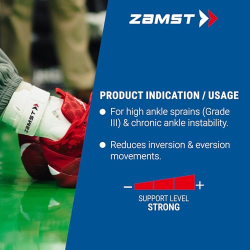 Zamst A2-DX White Ankle Brace for Sports - Breathable Sports Ankle Support for Men and Women with Guard Stabilizers for High-Grade Ankle Sprain - Left, XLarge - size: X-Large, style: White - Left