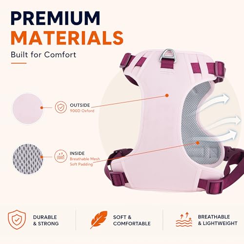 Dog Harness and Leash Set with Collar, No Pull Reflective Pet Vest Harness with Control Handle for Medium Large Dogs Walking and Training - color: Pink, size: L(Neck:22.0-29.1",Chest:26.8-34.6")