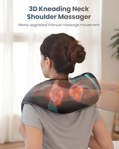 COMFIER Cordless Neck Shoulder Massager with Heat,Black Blue - color: Black Blue
