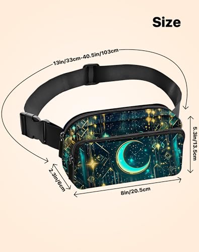 Moon Fanny Pack Fashion Belt Bag Lightweight Waist Pouch with Adjustable Strap Mini Crossbody Bags for Women Travel Sports Running - color: Light Green