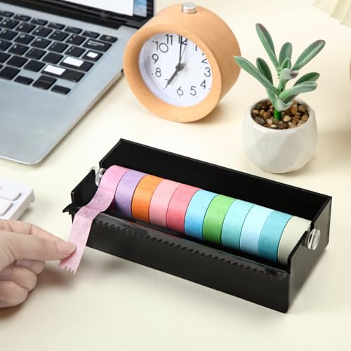 Faccito Acrylic Washi Tape Dispenser Desktop Masking Tape Holder 7 in Sticker Roll Cutter Organizer Desktop Cutting Machine for Home Office School (Only Dispenser)