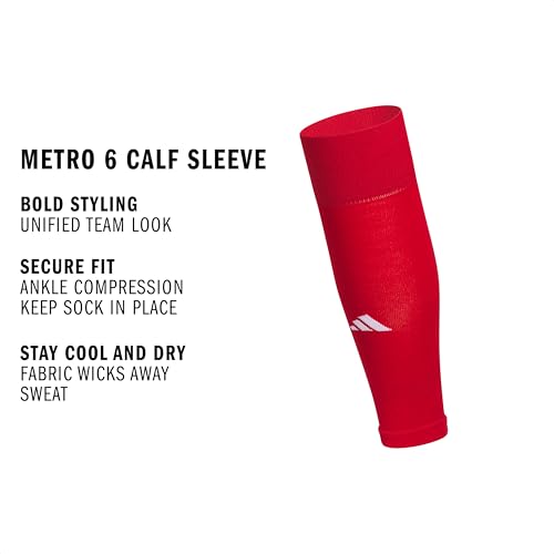 adidas Metro Soccer Socks or Calf Sleeves 1 Pair - color: Team Power Red/White/Calf Sleeve, size: Large, style: Calf Sleeve