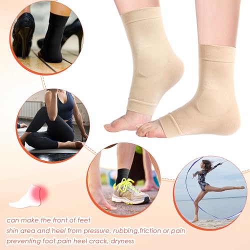 Geyoga 2 Pairs Ice Skating Socks for Women Figure Skating Protect Tendon Heel Ankle Padded Guards Sleeve Pad Ski Splints(Mixing Color) - color: Black Color