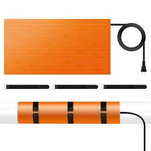 PVC Pipe Heating Blanket 17 * 9 in, Silicone Electric Pipe Bender Heater with Thermostat, 120V Pipe Heating Mat for Bending PVC & Plastic Pipes, 6.6ft Cord with 3 Hook and Loop Straps