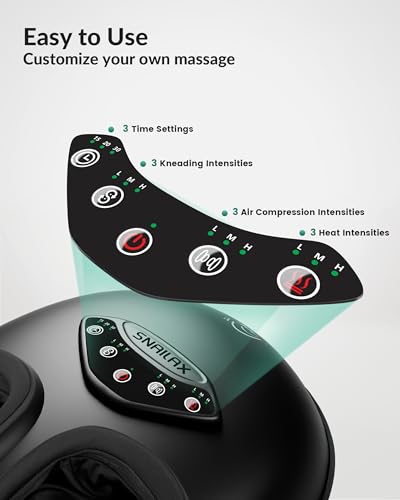 Snailax Shiatsu Foot Massager with Heat, Compression, Rolling, FSA Eligible - color: Dark Black