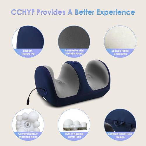 Foot Massager with Heat, Electric Foot and Calf Roller Massager, Blue