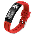 Medical Bracelets for Men Women with QR Code Medical Alert ID Bracelets - color: Flame Red Black