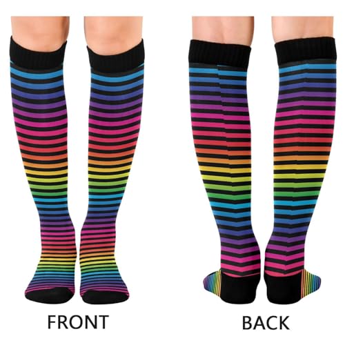Wusikd Cats Compression Socks for Women and Men Circulation Cute Long Socks for Athletic Running 1 - color: Rainbow Color