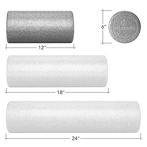 Philosophy Gym 12" High-Density Foam Roller for Exercise, Massage, Muscle Recovery - Round, Gray - color: Gray