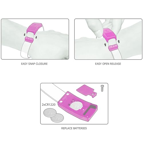 4 Magic Band Pack | Glow in The Dark | Flashing Light up for Concerts | Running Lights for Runners | Glow in The Dark Bracelets | Led Bracelet - color: Pink