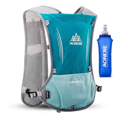 AONIJIE 5L Outdoor Sport Multifunctional Camping Backpack Cycling Running Climbing Hiking Hydration Vest Pack - color: Light Blue With 500ml Soft Flask
