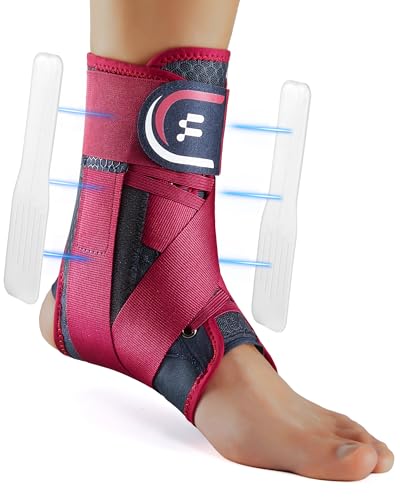 Ankle Brace for Men Women with Removable Side Splints Figure 8 Strap - color: Rose, size: L