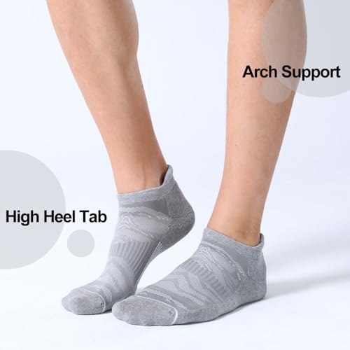 FITRELL Men's 6 Pack Ankle Running Socks Low Cut Cushioned Athletic Sports Socks 7-9/9-12/12-15 - color: Light Gray+white, size: 7-9