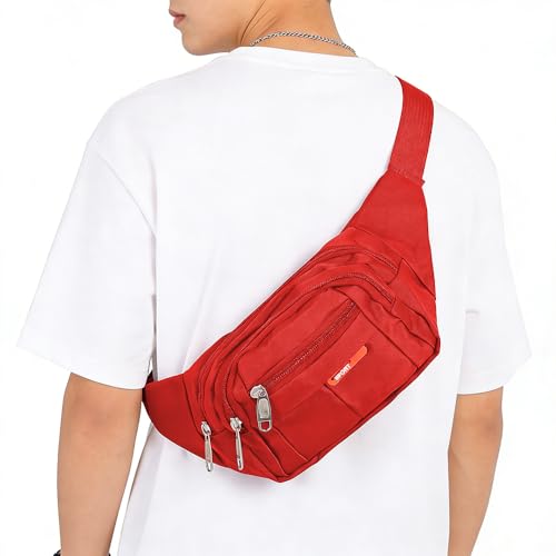 Waist Pack Sports Fitness Travel Men Women (Red) - color: Red